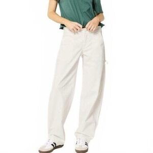 Hollister Low Rise Baggy Cargo Carpenter Pants Women's 14 White 32 Waist Tapered